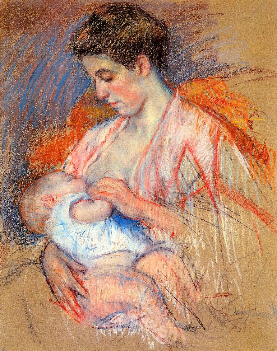 Mother Jeanne Nursing Her Baby - Mary Cassatt Painting on Canvas